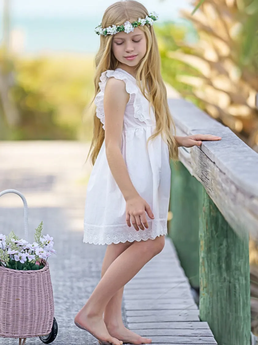 Ruffled Angel Eyelet Lace Dress