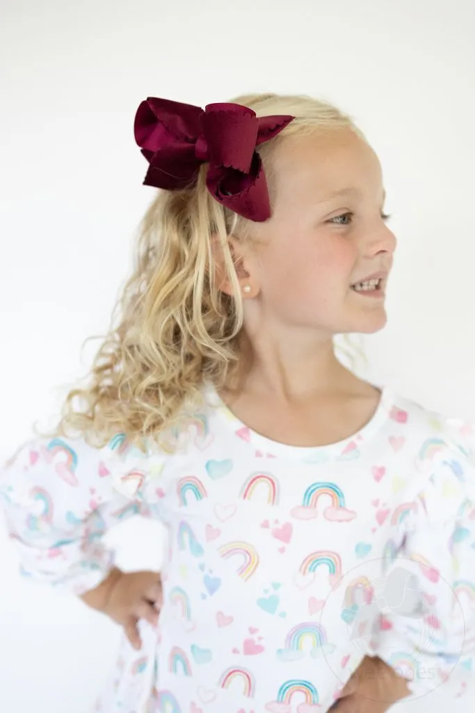 Scalloped Edge Faux Velvet Overlay bow