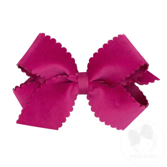 Scalloped Edge Faux Velvet Overlay bow