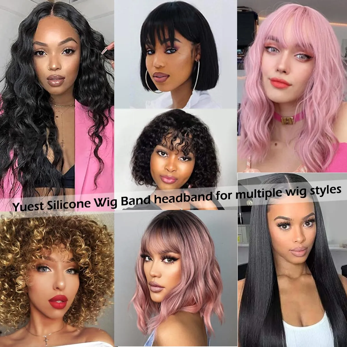 Silicone Wig Grip Band for Women - 2 Pcs Wig Caps, Secure Hold for Lace Front, Fits 20-24 inch Head Circumference, Ideal for Hair Styling, Hair Accessory for Women (Brown)