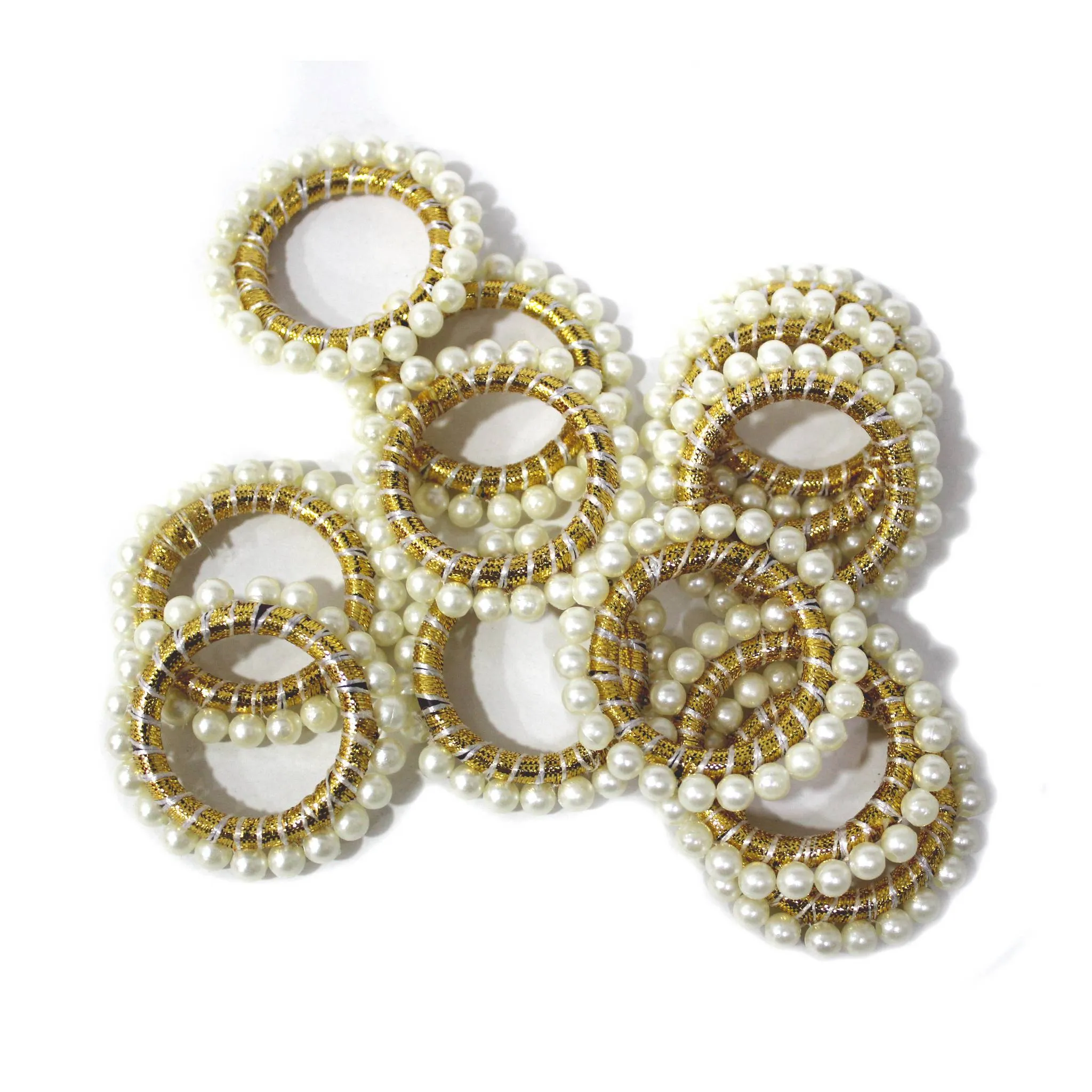 Threaded Round Bangle with Gota and Beads for Craft Packing Decoration - 11554, Medium