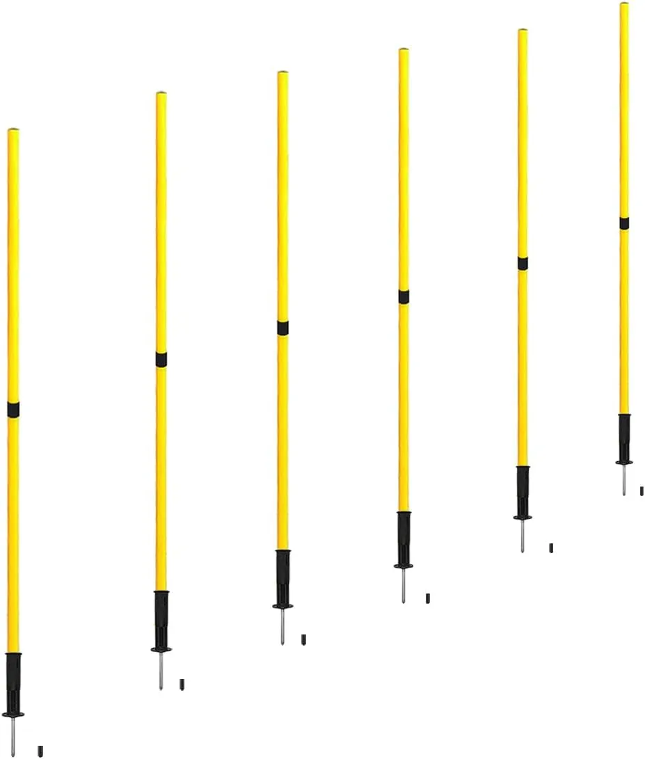 TNZMART Black Spring Agility Training Pole Set Soccer Plug-in Type Dribbling Pole Coaching Sticks for Sports, Traning, Warning